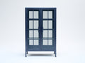 Bücherregal Metall 95x40x170 cm - Dunkelblau - Industrielles Vitrinendesign mit Glastüren