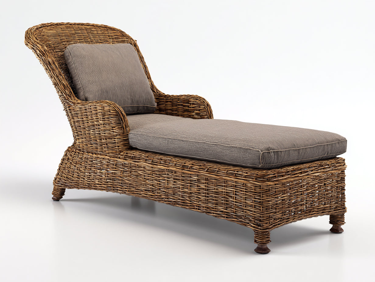 Sonnenliege Polyrattan 185x75x95 cm - Braun-Grau - Klassische Gartenliege mit Armlehnen