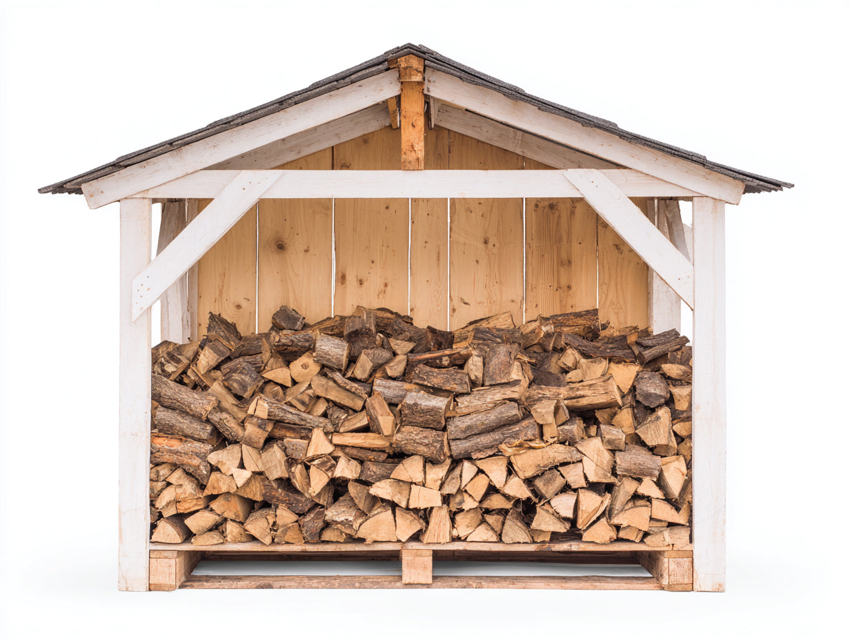 Kaminholzregal Holz 180x45x160 cm - Braun-Weiß - Überdachtes Brennholzregal