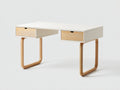 Schreibtisch Holz 128x60x76 cm - Weiß-Naturholz - moderner Arbeitstisch für Büro