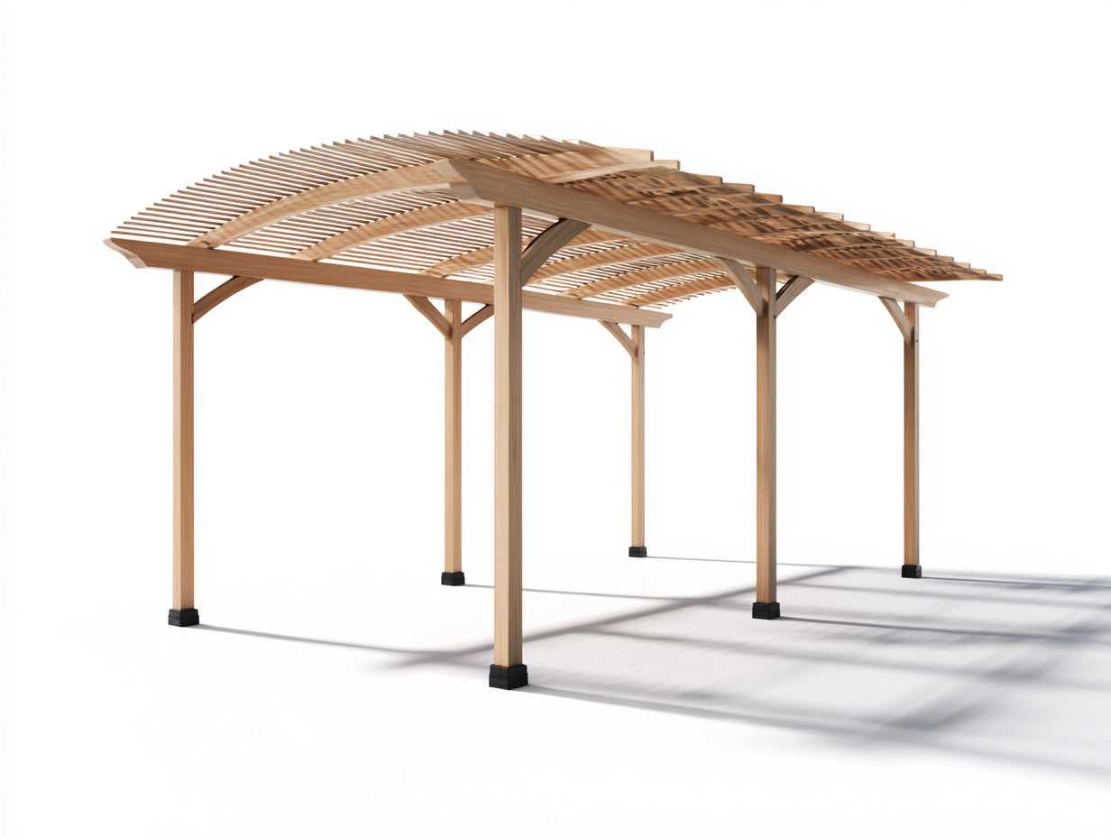 Pavillon Holz 420 x 320 x 260 cm - Naturholz - für Garten modernes Design