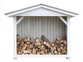 Kaminholzregal Holz 210x85x190 cm - Weiß-Grau-Naturholz - modernes Holzlager für Garten