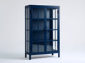 Bücherregal Metall mit Glastüren 100 x 40 x 170 cm - Blau - für Wohnzimmer industrielles Design