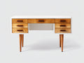 Schreibtisch Holz mit Schubladen 140 x 60 x 78 cm - Weiß-Naturholz - für Arbeitszimmer modernes Design