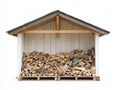 Kaminholzregal Holzrahmen mit Dach 180x60x160 cm - Weiß-Naturholz-Grau - rustikales Design