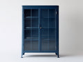 Bücherregal Metallrahmen mit 2 Glastüren 92x38x145 cm - Dunkelblau - modernes Design