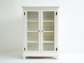 Bücherregal Massivholz 110x45x190 cm - Weiß - Klassisches Vitrinendesign mit Glastüren