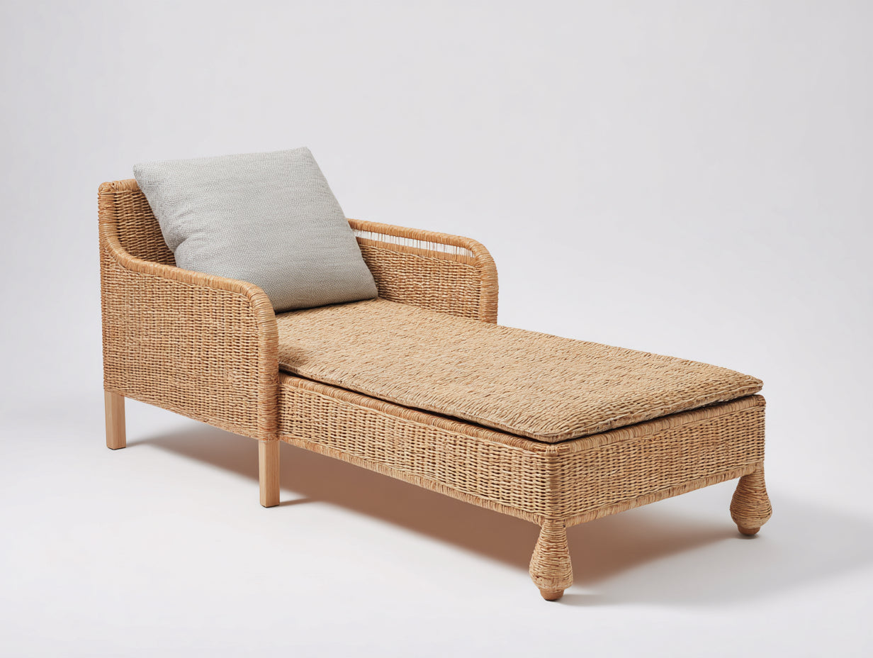 Sonnenliege Polyrattan 190x70x78 cm - Naturbraun-Grau - klassische Gartenliege für Außenbereich