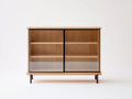 Bücherregal Holzoptik 120x40x110 cm - Braun-Schwarz - Modernes Regal mit Glastüren