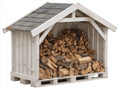 Kaminholzregal Holz 185x78x150 cm - Weiß-Naturholz - rustikales Holzlager für Garten