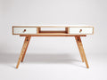 Schreibtisch Holzrahmen mit 2 Schubladen 120x55x76 cm - Weiß-Naturholz - modernes Design