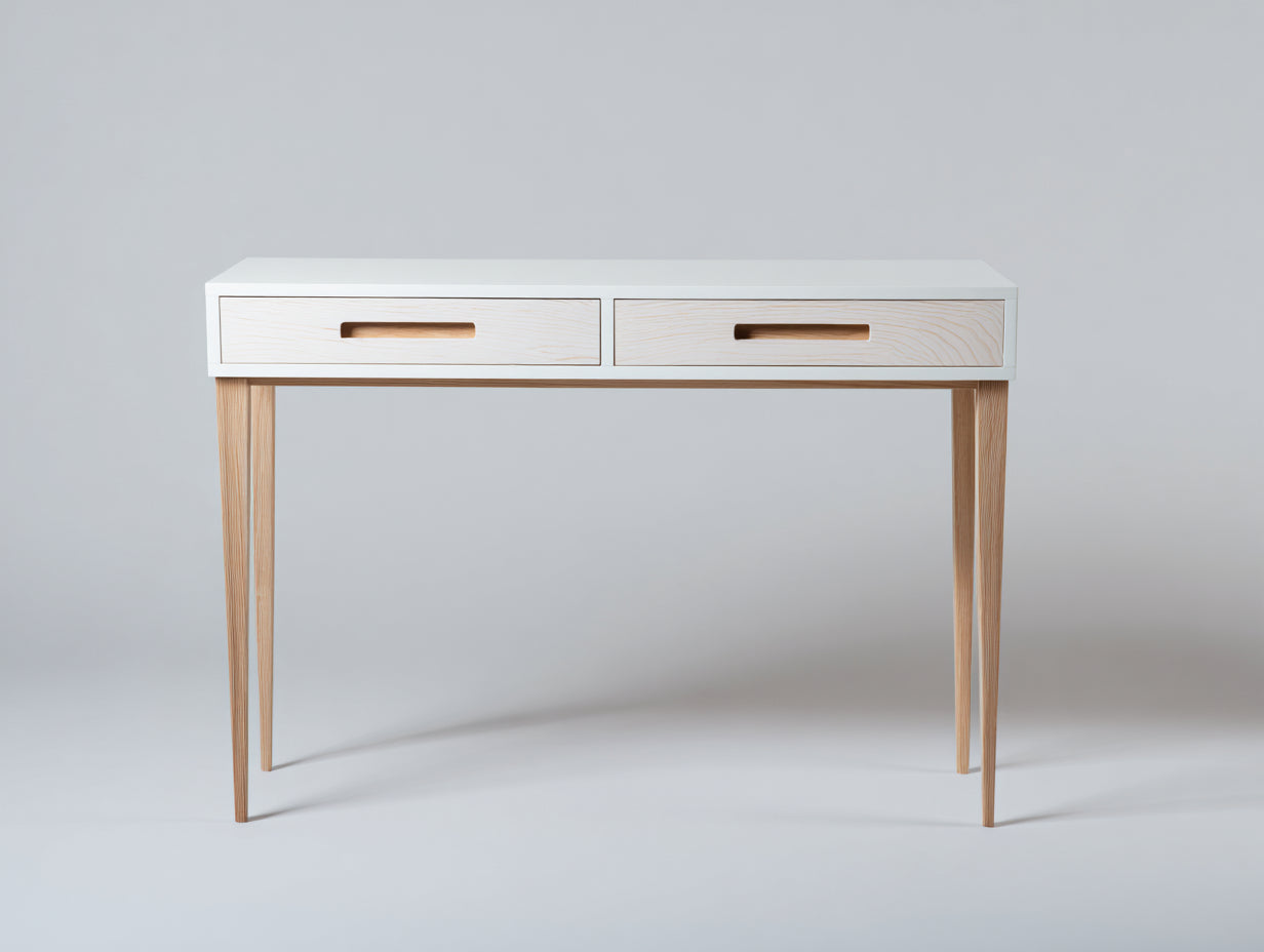 Schreibtisch Holzoptik 120x55x78 cm - Weiß-Braun - Moderner Arbeitstisch mit Schubladen