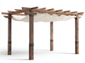 Pavillon Holz 330x300x250 cm - Braun-Cremeweiß - rustikaler Gartenpavillon für Außenbereich