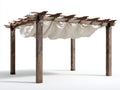 Pavillon Holz 320x300x250 cm - Braun-Weiß - Rustikaler Gartenpavillon mit Stoffdach