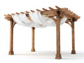 Pavillon Holzrahmen mit Stoffdach 340x285x245 cm - Naturholz-Weiß - rustikales Design