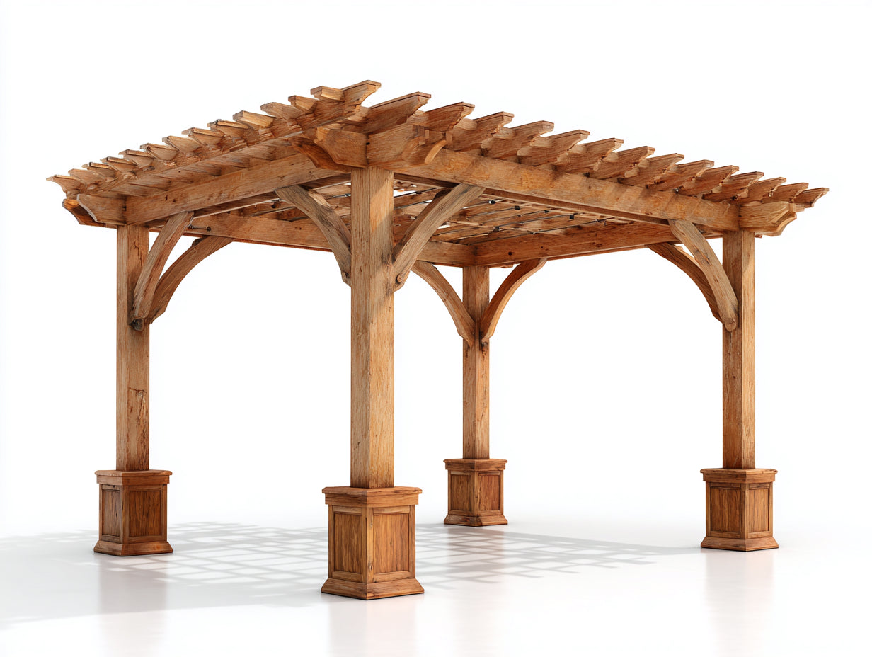 Pavillon Holz 380x320x270 cm - Naturholz - rustikaler Gartenpavillon für Außenbereich