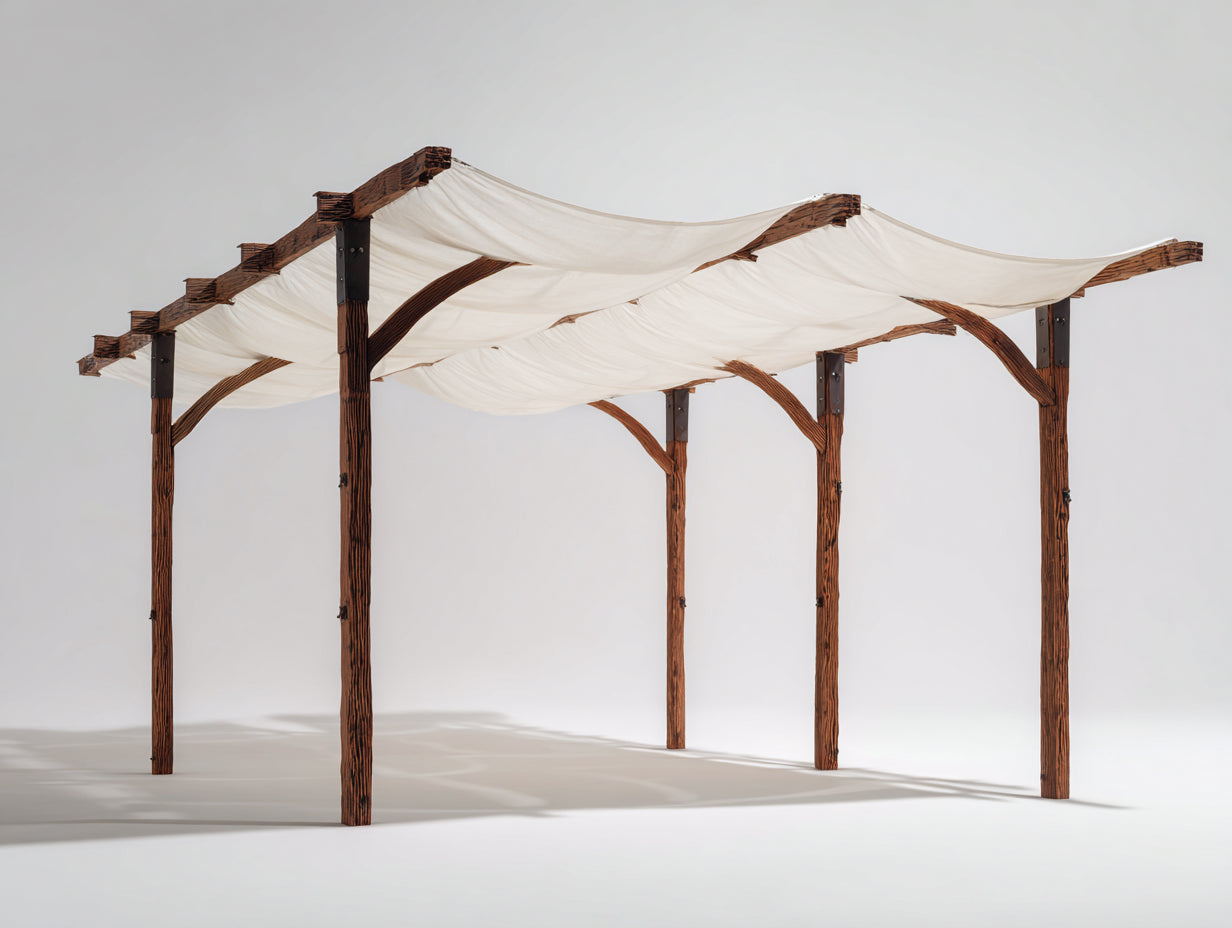 Pavillon Holz 400x320x265 cm - Dunkelbraun-Cremeweiß - rustikaler Gartenpavillon für Außenbereich