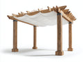 Pavillon Holz 350x300x260 cm - Braun-Weiß - Rustikaler Gartenpavillon mit Stoffdach