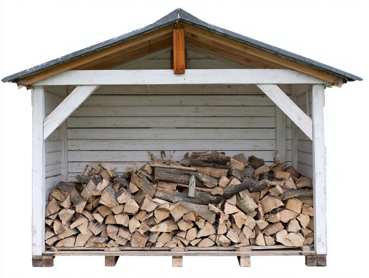 Kaminholzregal Holz 220 x 75 x 180 cm - Weiß-Naturholz - für Außenbereich rustikales Design