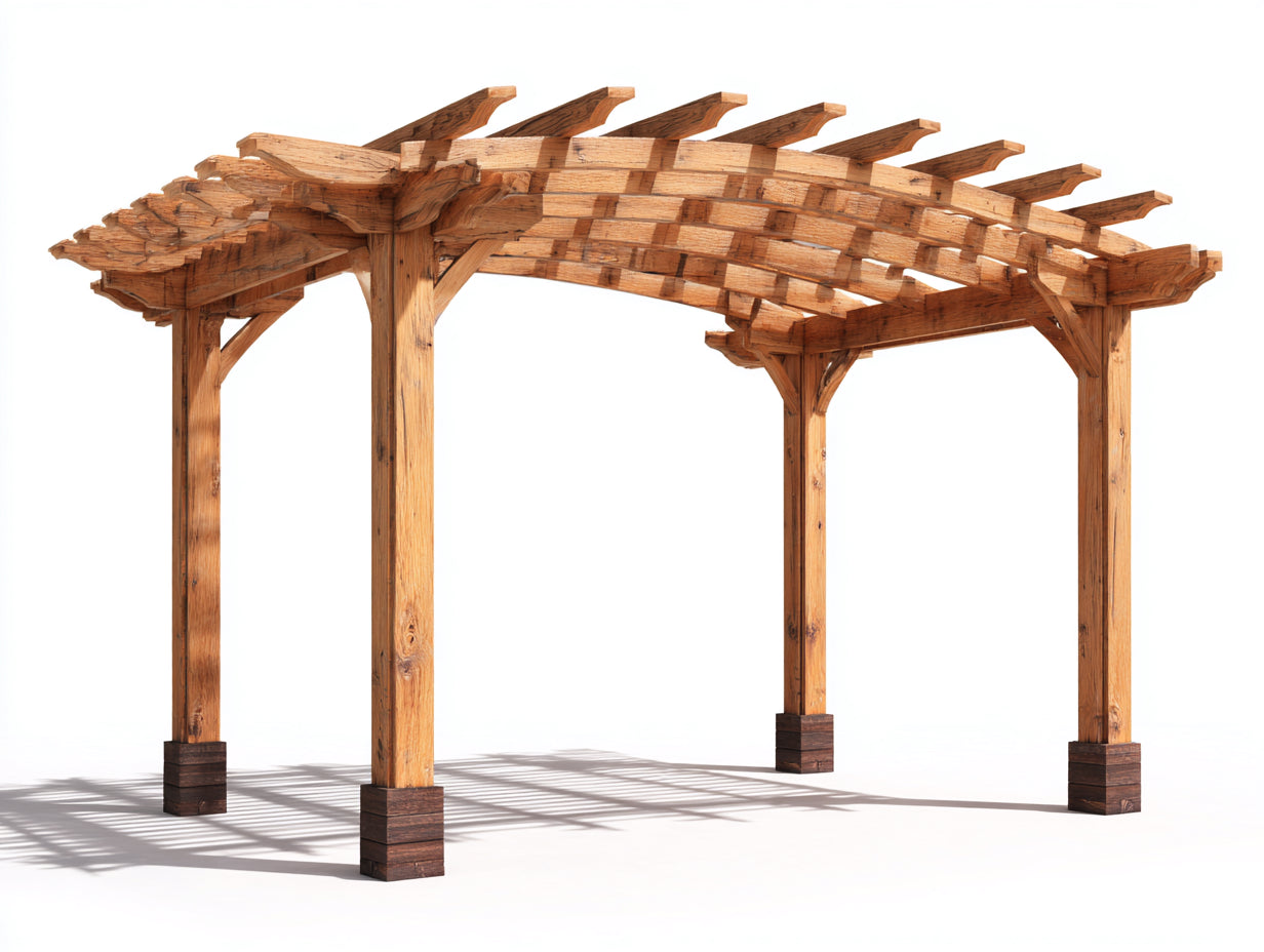 Pavillon Holz 360 x 300 x 260 cm - Naturholz-Dunkelbraun - für Garten rustikales Design