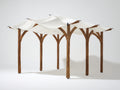 Pavillon Massivholz 420x300x300 cm - Natur-Weiß - Modernes Sonnensegel Design für Außenbereich