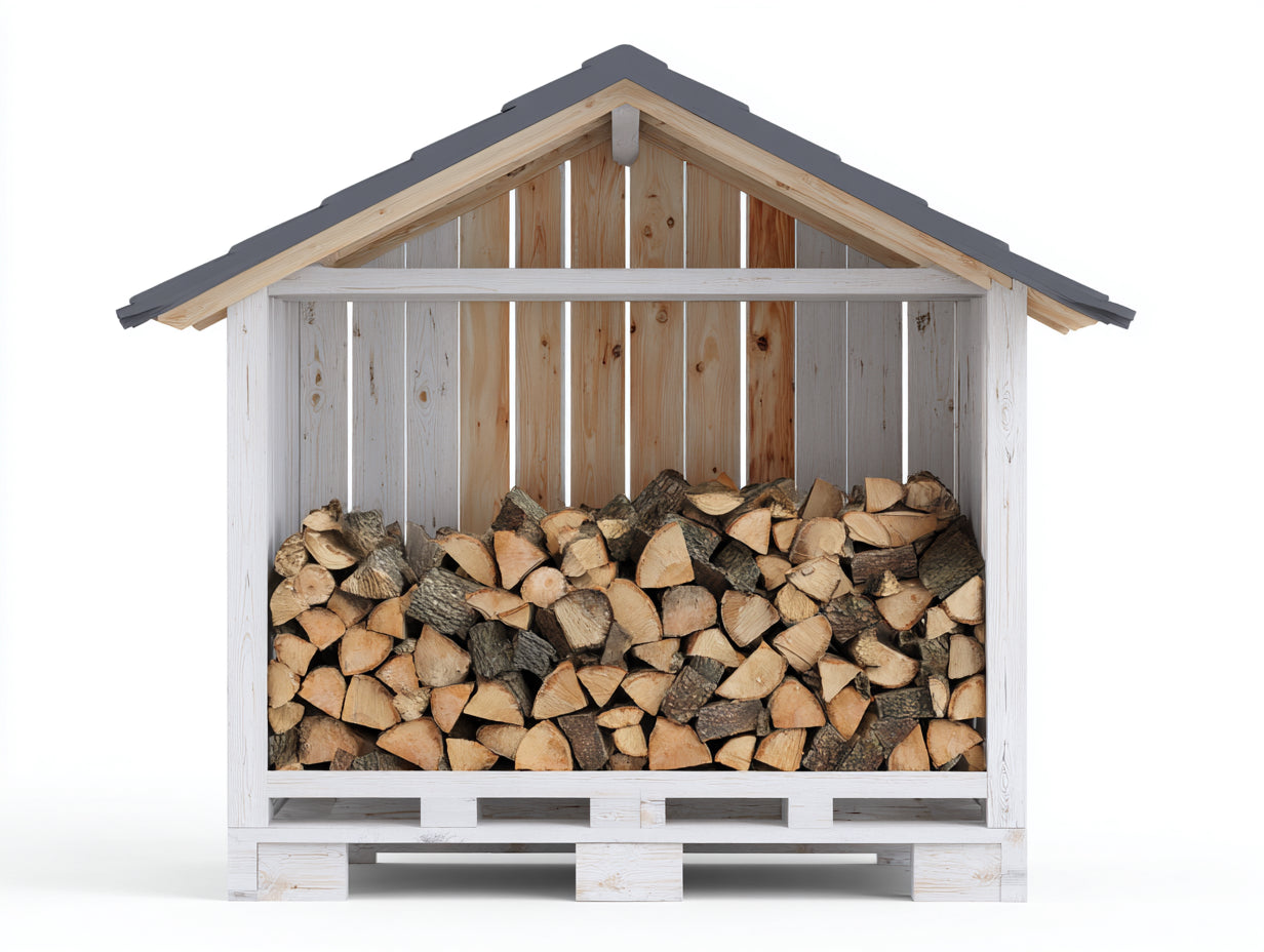 Kaminholzregal Holz 170x50x165 cm - Weiß-Braun - Überdachtes Brennholzregal