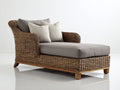 Sonnenliege Rattanoptik mit Polsterauflage 170x75x88 cm - Naturbraun-Grau - klassisches Design
